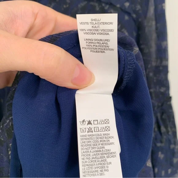 Lucky Brand Shirred Peasant Top Navy Blue M - Picture 5 of 8